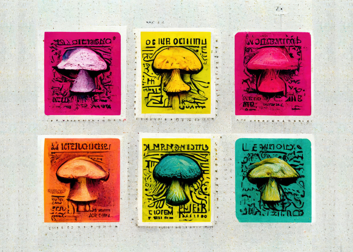 Six Champignons Pop — sur le mur