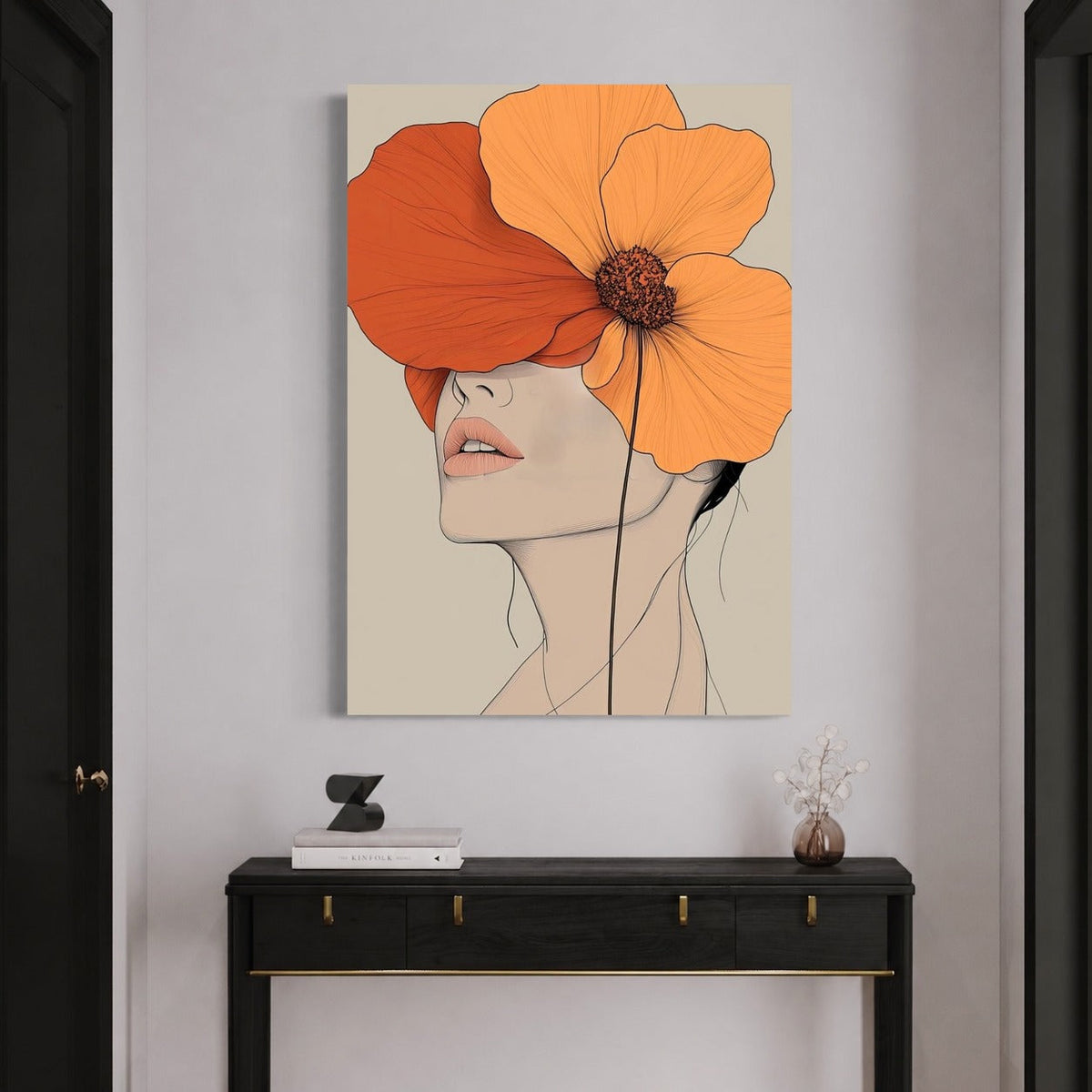 Woman with orange — sur le mur